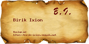Birik Ixion névjegykártya